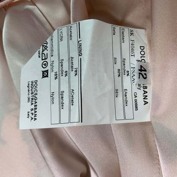 DOLCE & GABBANA Blush &  Burgundy Silk and Spandex Floral Pencil Skirt - Picture 5 of 5